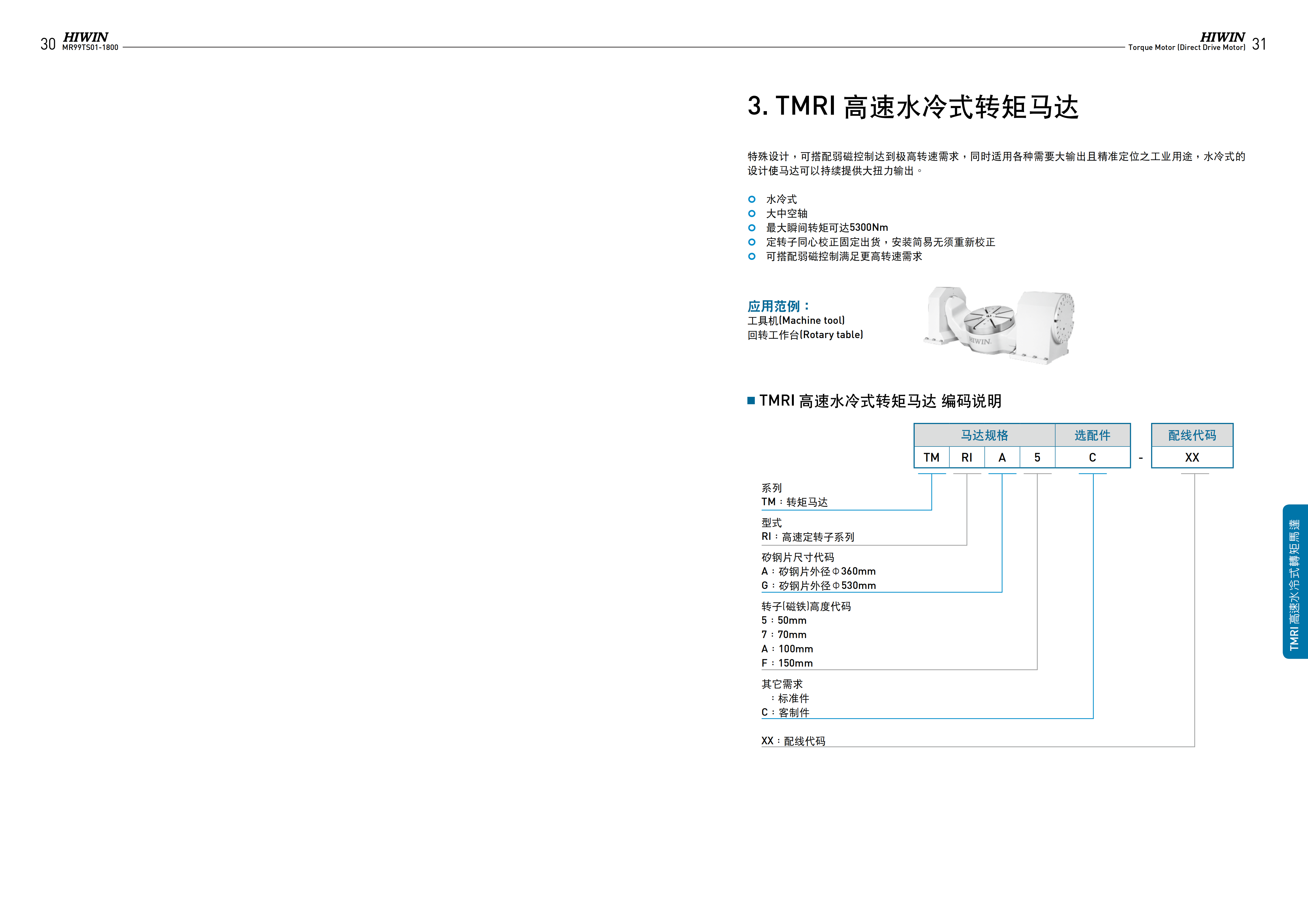 上銀水冷式力矩電機(jī)TMRIG5-SB